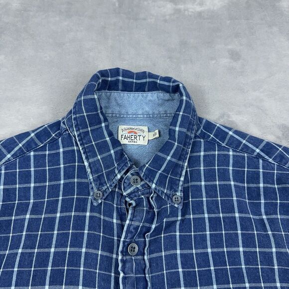 Faherty Shirt Mens Size Small Blue Plaid Long Sleeve Button Up Organic Cotton - Picture 3 of 10